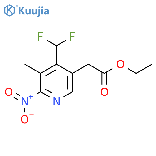 Ethyl 4-(difluoromethyl)-3-methyl-2-nitropyridine-5-acetate structure
