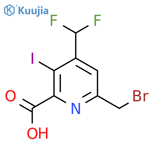 6-(Bromomethyl)-4-(difluoromethyl)-3-iodopyridine-2-carboxylic acid structure