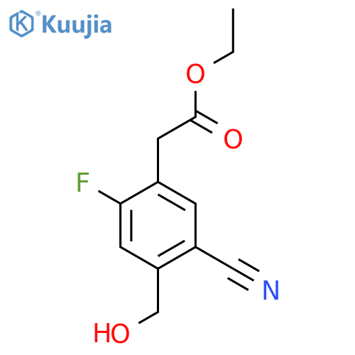 Ethyl 5-cyano-2-fluoro-4-(hydroxymethyl)phenylacetate structure