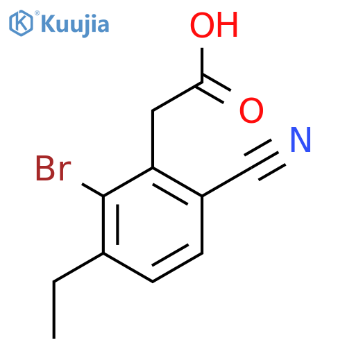 2-Bromo-6-cyano-3-ethylphenylacetic acid structure