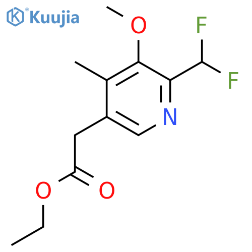 Ethyl 2-(difluoromethyl)-3-methoxy-4-methylpyridine-5-acetate structure