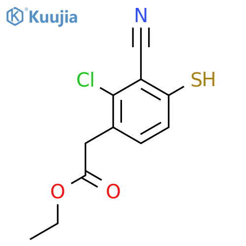 Ethyl 2-chloro-3-cyano-4-mercaptophenylacetate structure