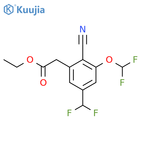 Ethyl 2-cyano-3-difluoromethoxy-5-(difluoromethyl)phenylacetate structure