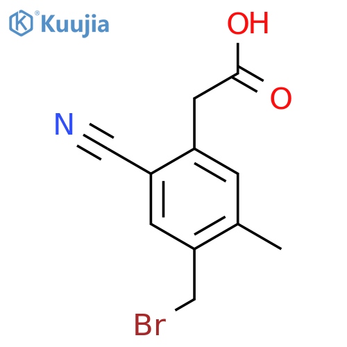 4-Bromomethyl-2-cyano-5-methylphenylacetic acid structure