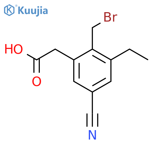 2-Bromomethyl-5-cyano-3-ethylphenylacetic acid structure