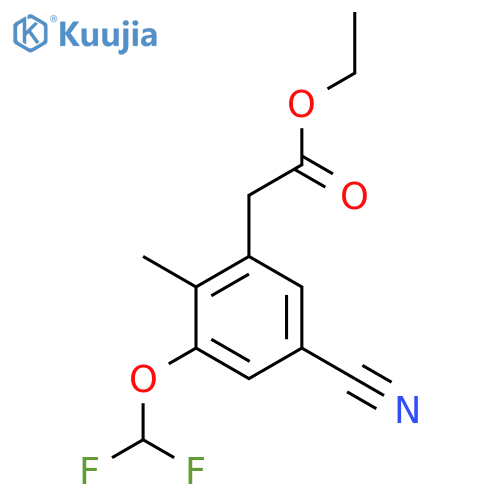 Ethyl 5-cyano-3-difluoromethoxy-2-methylphenylacetate structure
