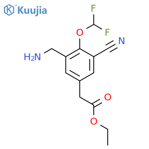 Ethyl 3-aminomethyl-5-cyano-4-(difluoromethoxy)phenylacetate structure