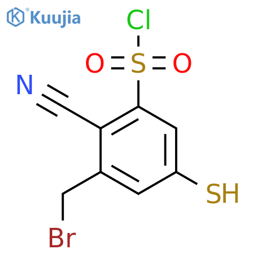 3-Bromomethyl-2-cyano-5-mercaptobenzenesulfonyl chloride structure