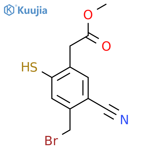 Methyl 4-bromomethyl-5-cyano-2-mercaptophenylacetate structure