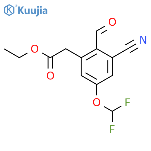 Ethyl 3-cyano-5-difluoromethoxy-2-formylphenylacetate structure