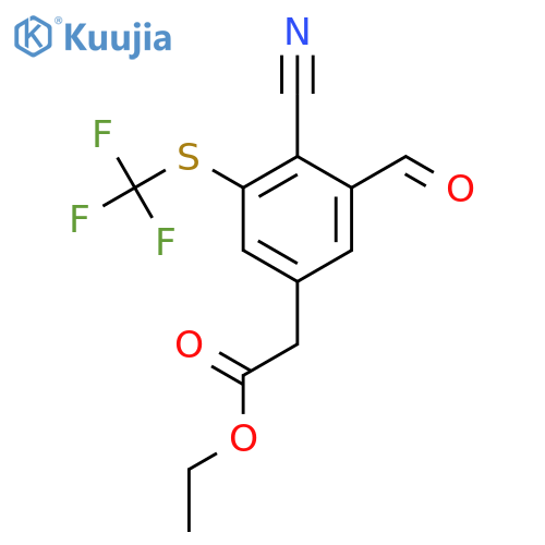 Ethyl 4-cyano-3-formyl-5-(trifluoromethylthio)phenylacetate structure