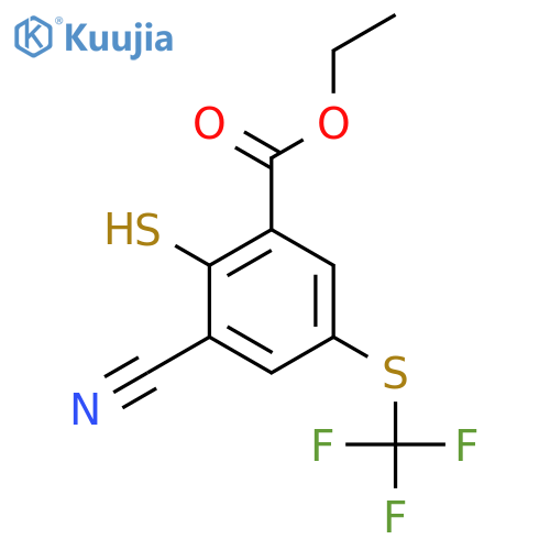 Ethyl 3-cyano-2-mercapto-5-(trifluoromethylthio)benzoate structure