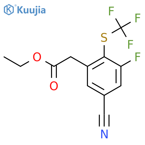 Ethyl 5-cyano-3-fluoro-2-(trifluoromethylthio)phenylacetate structure