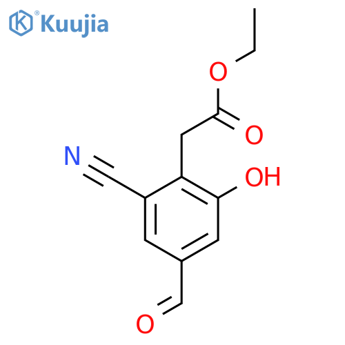 Ethyl 2-cyano-4-formyl-6-hydroxyphenylacetate structure
