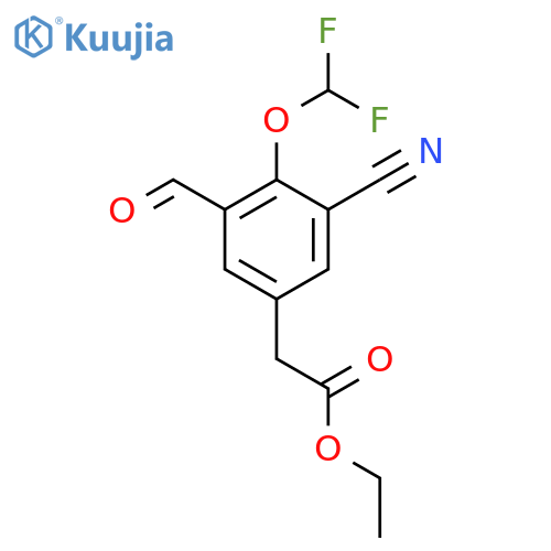 Ethyl 3-cyano-4-difluoromethoxy-5-formylphenylacetate structure