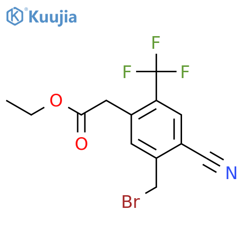 Ethyl 5-bromomethyl-4-cyano-2-(trifluoromethyl)phenylacetate structure