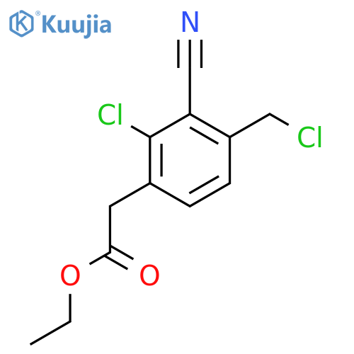 Ethyl 2-chloro-4-chloromethyl-3-cyanophenylacetate structure