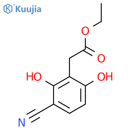 Ethyl 3-cyano-2,6-dihydroxyphenylacetate structure
