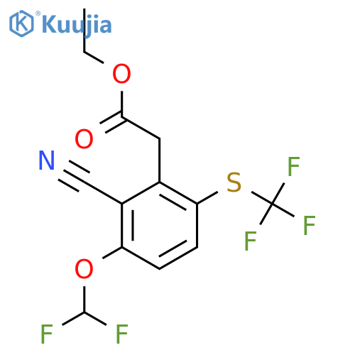 Ethyl 2-cyano-3-difluoromethoxy-6-(trifluoromethylthio)phenylacetate structure
