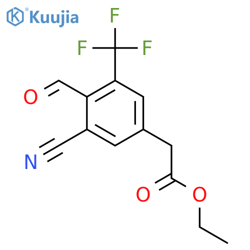 Ethyl 3-cyano-4-formyl-5-(trifluoromethyl)phenylacetate structure