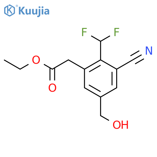 Ethyl 3-cyano-2-difluoromethyl-5-(hydroxymethyl)phenylacetate structure