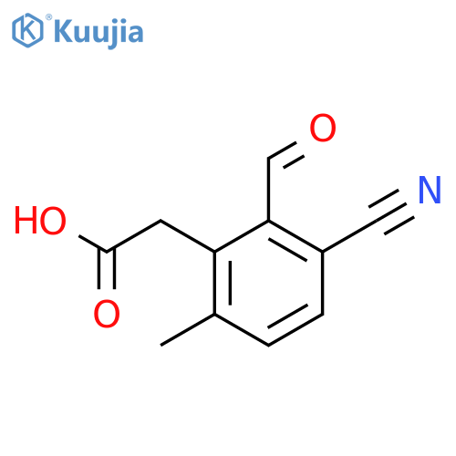 3-Cyano-2-formyl-6-methylphenylacetic acid structure
