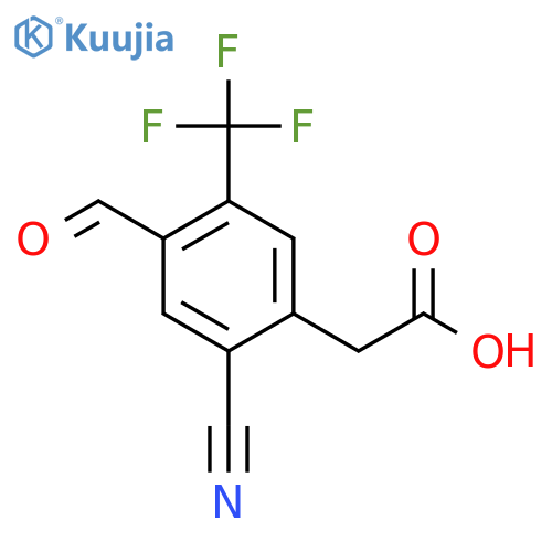 2-Cyano-4-formyl-5-(trifluoromethyl)phenylacetic acid structure
