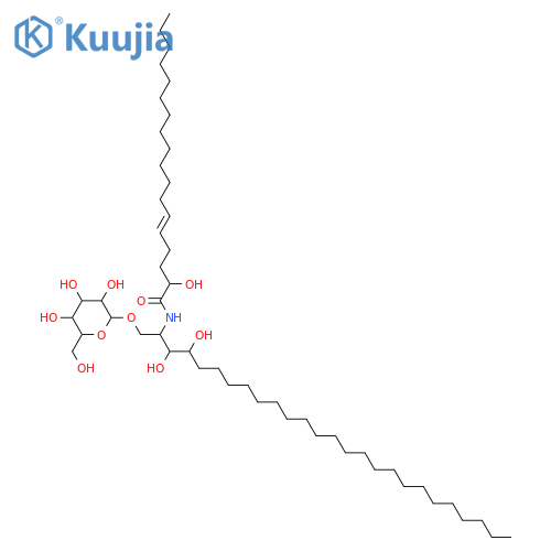 2-Amino-1,3,4-hexacosanetriol; (2S,3S,4R)-form, N-(2R-Hydroxy-5E-octadecenoyl), 1-O-β-D-glucopyranoside structure