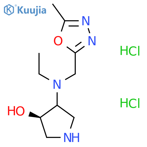(3R)-4-{ethyl[(5-methyl-1,3,4-oxadiazol-2-yl)methyl]amino}pyrrolidin-3-ol dihydrochloride structure