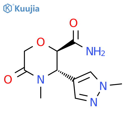 2-Morpholinecarboxamide, 4-methyl-3-(1-methyl-1H-pyrazol-4-yl)-5-oxo-, (2R,3S)-rel- structure