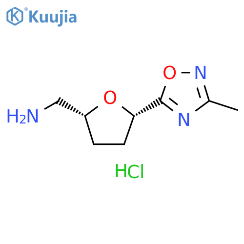 2-Furanmethanamine, tetrahydro-5-(3-methyl-1,2,4-oxadiazol-5-yl)-, hydrochloride (1:1), (2R,5S)-rel- structure