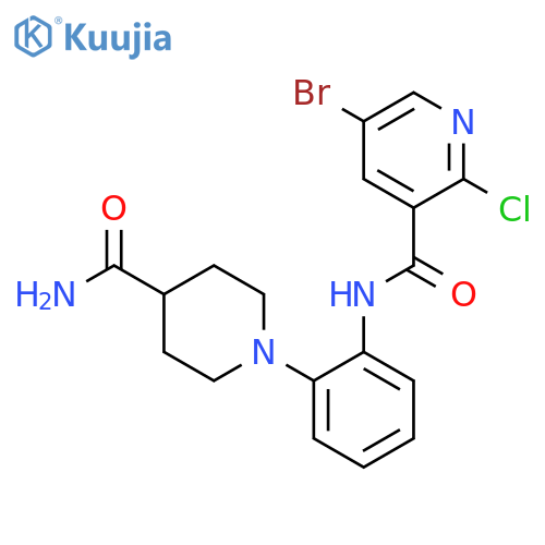 5-bromo-N-[2-(4-carbamoylpiperidin-1-yl)phenyl]-2-chloropyridine-3-carboxamide structure