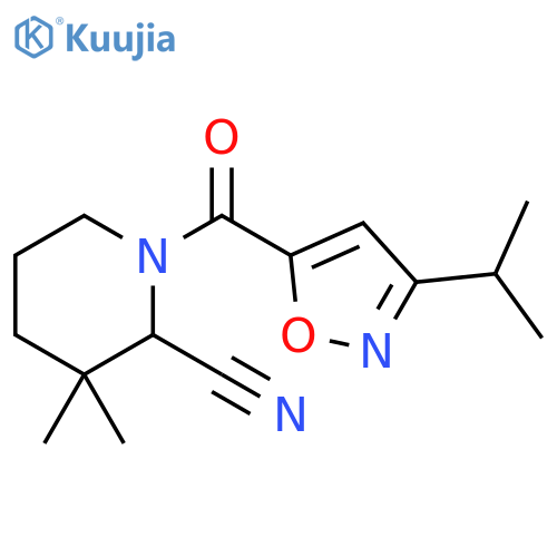 2-Piperidinecarbonitrile, 3,3-dimethyl-1-[[3-(1-methylethyl)-5-isoxazolyl]carbonyl]- structure