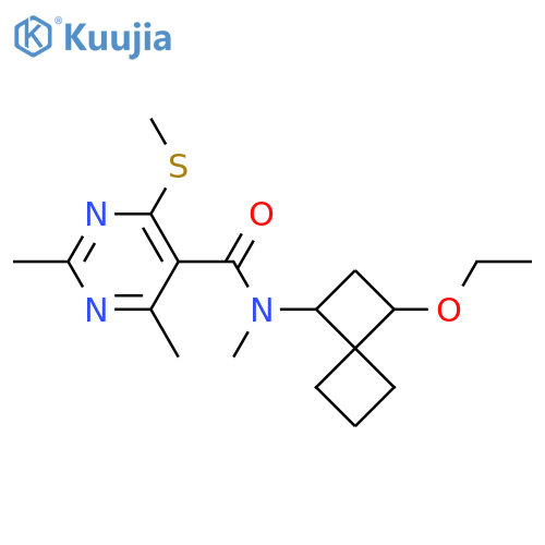 N-{3-ethoxyspiro[3.3]heptan-1-yl}-N,2,4-trimethyl-6-(methylsulfanyl)pyrimidine-5-carboxamide structure