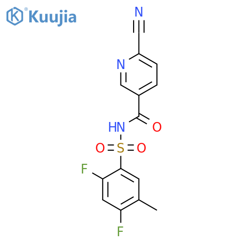 6-cyano-N-(2,4-difluoro-5-methylbenzenesulfonyl)pyridine-3-carboxamide structure