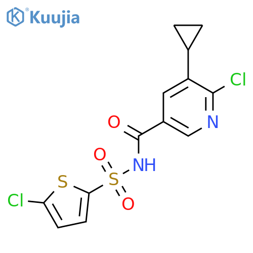 6-chloro-N-[(5-chlorothiophen-2-yl)sulfonyl]-5-cyclopropylpyridine-3-carboxamide structure