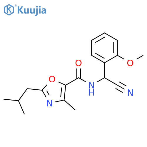 5-Oxazolecarboxamide, N-[cyano(2-methoxyphenyl)methyl]-4-methyl-2-(2-methylpropyl)- structure