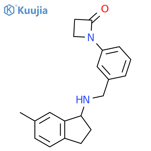 1-(3-{[(6-methyl-2,3-dihydro-1H-inden-1-yl)amino]methyl}phenyl)azetidin-2-one structure