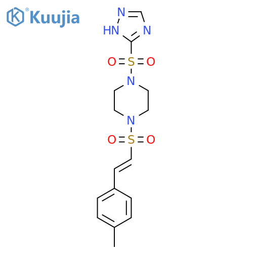 1-[2-(4-methylphenyl)ethenesulfonyl]-4-(4H-1,2,4-triazole-3-sulfonyl)piperazine structure