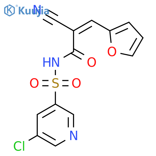 N-[(5-chloropyridin-3-yl)sulfonyl]-2-cyano-3-(furan-2-yl)prop-2-enamide structure
