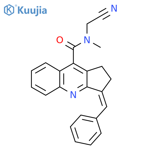 N-(cyanomethyl)-N-methyl-3-(phenylmethylidene)-1H,2H,3H-cyclopenta[b]quinoline-9-carboxamide structure