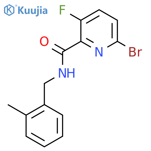6-bromo-3-fluoro-N-[(2-methylphenyl)methyl]pyridine-2-carboxamide structure