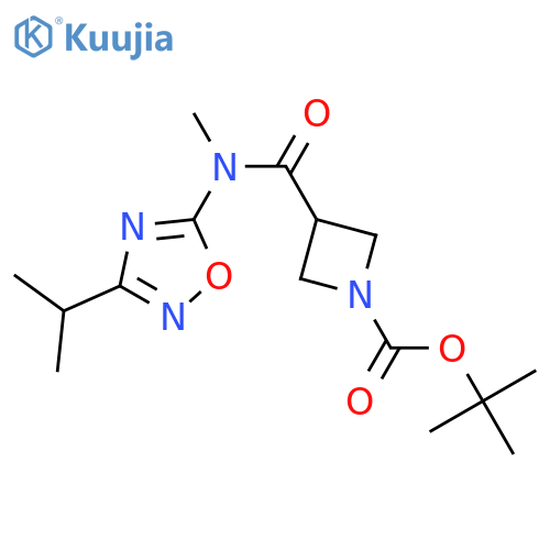 tert-butyl 3-({3-(propan-2-yl)-1,2,4-oxadiazol-5-ylmethyl}carbamoyl)azetidine-1-carboxylate structure