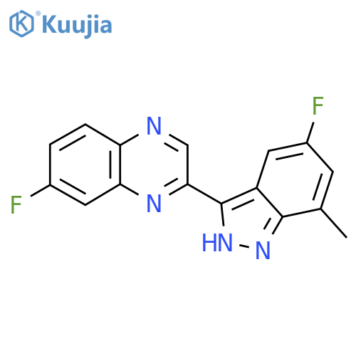 7-fluoro-2-(5-fluoro-7-methyl-2H-indazol-3-yl)quinoxaline structure