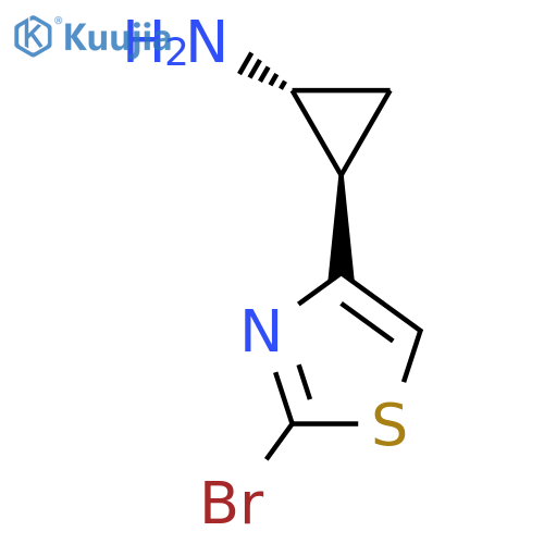 rac-(1R,2R)-2-(2-bromo-1,3-thiazol-4-yl)cyclopropan-1-amine structure