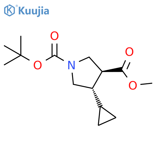 1,3-Pyrrolidinedicarboxylic acid, 4-cyclopropyl-, 1-(1,1-dimethylethyl) 3-methyl ester, (3S,4S)- structure