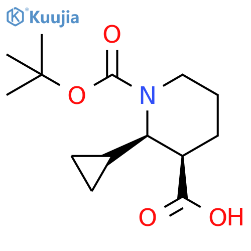 1,3-Piperidinedicarboxylic acid, 2-cyclopropyl-, 1-(1,1-dimethylethyl) ester, (2R,3R)- structure