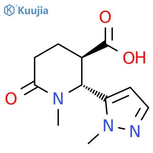 3-Piperidinecarboxylic acid, 1-methyl-2-(1-methyl-1H-pyrazol-5-yl)-6-oxo-, (2R,3R)- structure