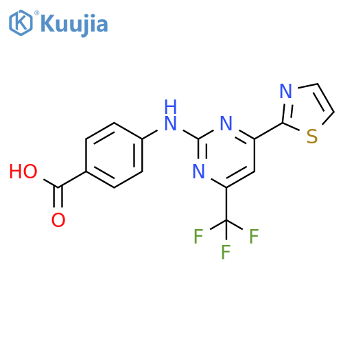 Benzoic acid, 4-[[4-(2-thiazolyl)-6-(trifluoromethyl)-2-pyrimidinyl]amino]- structure