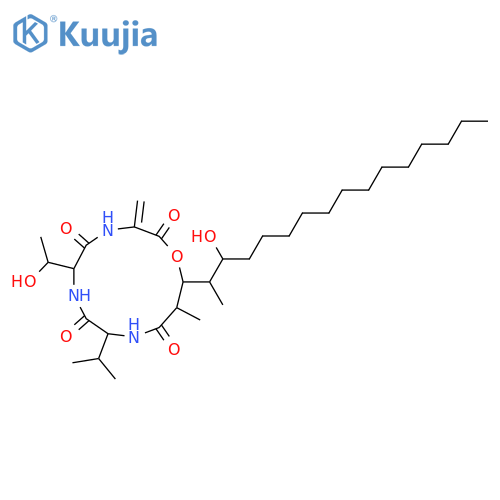 Alanine,N-[(2R,3R,4S,5R)-3,5-dihydroxy-2,4-dimethyl-1-oxooctadecyl]-L-valyl-L-threonyl-2,3-didehydro-,(3&reg;13)-lactone (9CI) structure